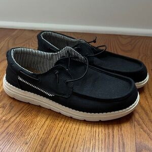 Classic Black Canvas Boat Shoes